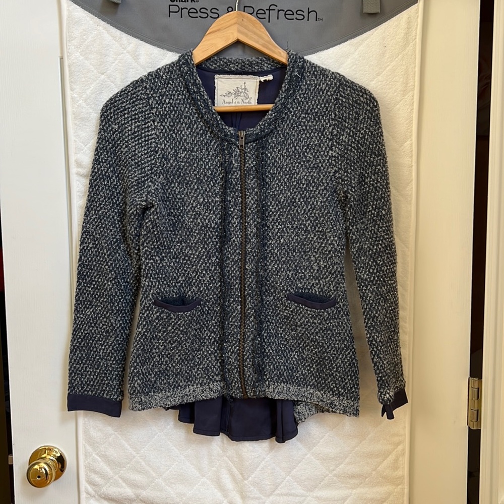 Angel of the North Blue and Grey Knit Cardigan Sweater, Size XXSP